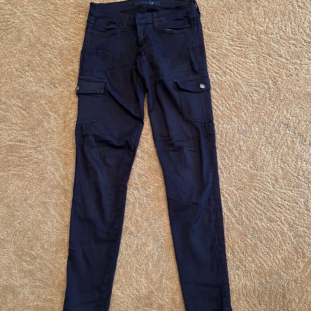 Navy Blue Cargo Skinny Low Rise Jeans Size 7